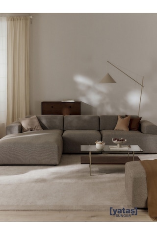 Most Mollista 3 Modül Sol Köşe Koltuk 10 Kahverengi Keten Kumaş Y