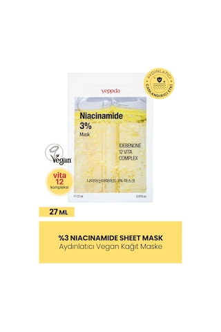 Yeppda %3 Niacinamide İçeren Aydınlatıcı Kağıt Maske Yeppda Niacinamide %3 Mask 27 ML