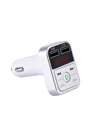 B2 Çift Usb Şarj Bluetooth Fm Verici Mp3 Müzik Çalar Araç Kiti, Eller Serbest Arama Ve Tf Kart Ve U Disk Gümüş Desteği