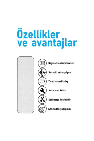 Halifleks Yapışkan Tabanlı Merdiven Basamak Paspası Rip Halı Kaymaz Tabanlı - Beyaz Null