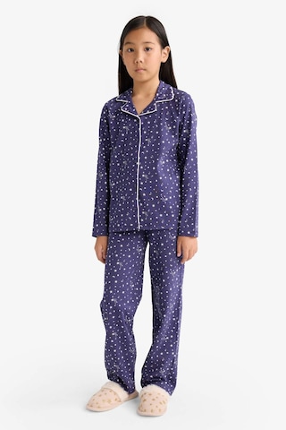 Defacto Kız Çocuk Pijama Takımı Relax Fit Desenli Uzun Kollu Üst Uzun Alt F7285a825aupr160 Mor
