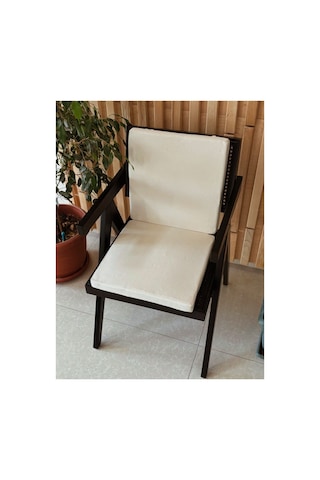 Bahçe Sandalye Minderi | 1 Sandalye İçin (Oturak + Sırt) 2 Parça Set, 4 cm İşbir Sünger, Duck Keten Kumaş