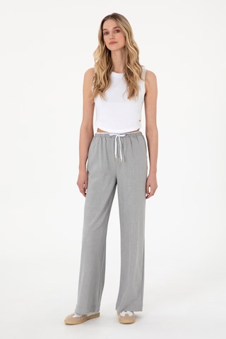 U.S. Polo Assn. Kadın Gri Bel Detaylı Loose Fit Kanvas Pantolon 50309118-VR024