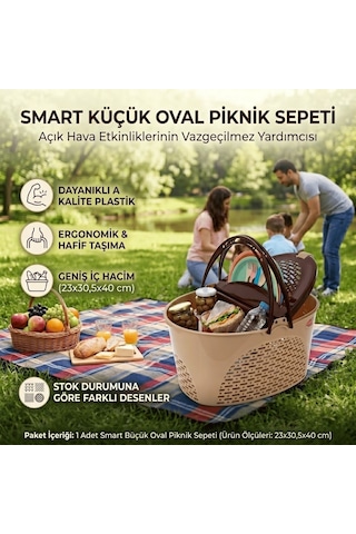 Küçük Oval Piknik Sepeti Çok Renkli