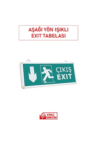 Acil Çıkış Aşağı Yön Levhası Ledli -şarjlı Yeşil