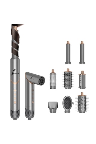 Veryfit 8 In 1 Hava Üflemeli Saç Düzleştirici Şekillendirici Comp Gri