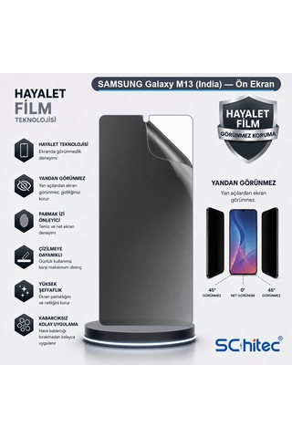 Samsung Galaxy M13 India Uyumlu Ön Yüzey Hayalet Privacy Hidrojel Ekran Koruyucu 05145694