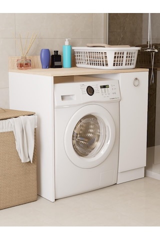 %100 Mdf Çamaşır Ve Kurutma Makinesi Dolabı, Kapaklı 2 Raflı Çamaşır Makinesi Düzenleyicisi Sonoma-beyaz Sonoma - Beyaz