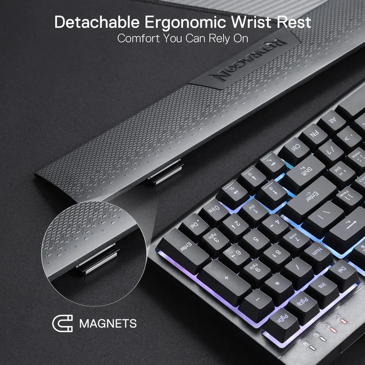 Redragon K515 Pro Shiva Rgb Kablosuz Membranlı Türkçe Oyun Klavyesi, 98 Tuşlu Mekanik Hissi Klavye Ve Smooth Lineer Switch,makro Ve Multimedya Tuşları, Çıkarılabilir Bilek Dayağı, Yazılım Destekli