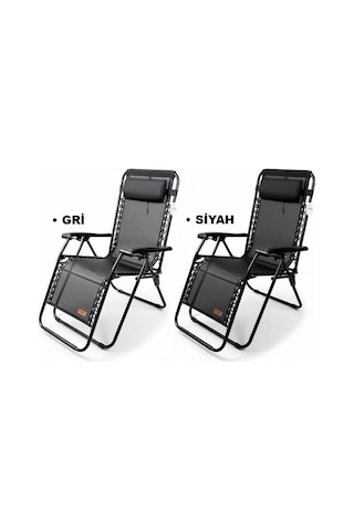 Madfox Easyrest Katlanır Şezlong Sandalye Siyah