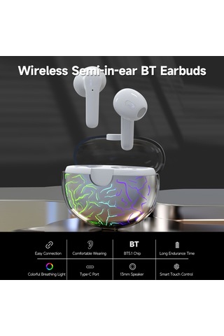 Qingmipy Siyah Vg58 Bluetooth 5.1 Kulaklıklar - 13mm Hoparlör, 10m Alıcı Mesafesi, 250mah Şarj Kutusu, Akıllı Dokunmatik Kontrol