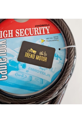 Halat Kilit 25mm - 150cm Uzunluk Işıklı Anahtar - Motosiklet