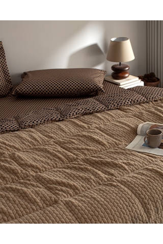 Madame Coco Vincent Tek Kişilik Wellsoft Comforter Set - Bej Ekru
