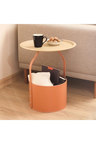 Just Home Sepetli Yan Sehpa - Krem / Terra Krem / Terra