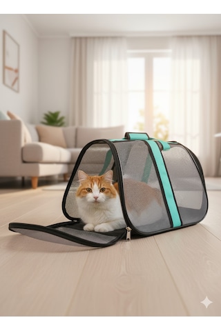 Newfull Kedi Taşıma Çantası Seyahat Evcil Hayvan Çantası Fileli Büyük Bot