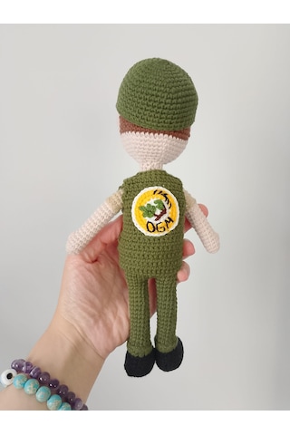 Orman Muhafaza Memuru Amigurumi Bebek El Yapımı Örgü Meslek Figürü Yeşil