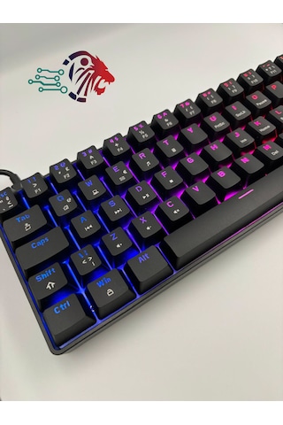 T60 Siyah Renk Mavi Switch Rgb Mekanik Kablolu Driverli Oyuncu Kl