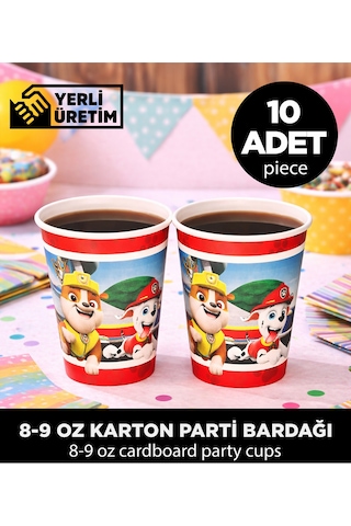 Paw Patrol Rubble Temalı Karton Bardak - Doğum Günü Parti Malzemeleri 10 Adet Diğer