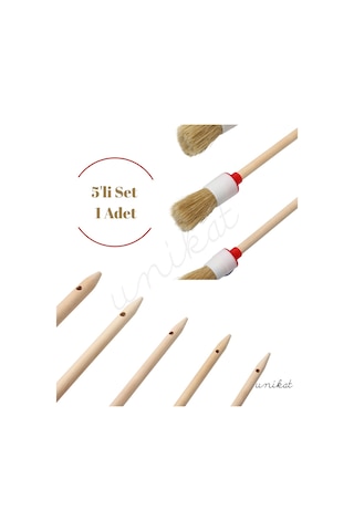 5'li Ahşap Saplı Keçeli Detay Fırça Seti Hassas Yüzeyler İçin Uygundur 1 Adet
