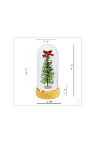 Yılbaşı Ağaçlı Ve Led Işıklı, 17cm X 8cm Cam Fanus