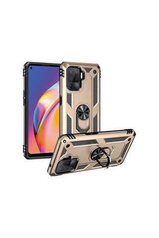 Oppo Reno 5 Lite Kılıf Zore Vega Yüzüklü Standlı Zırh Kılıf