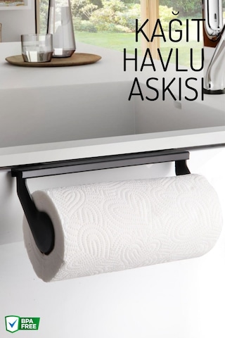 Pratik Kağıt Havlu Askısı Portatif Ve Kullanışlı Tasarım Siyah