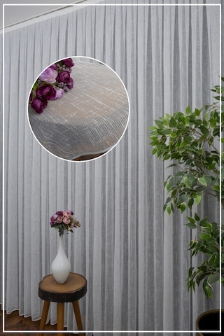 Evdepo Home Kullanıma Hazır Keten Tül Perde (540683508)