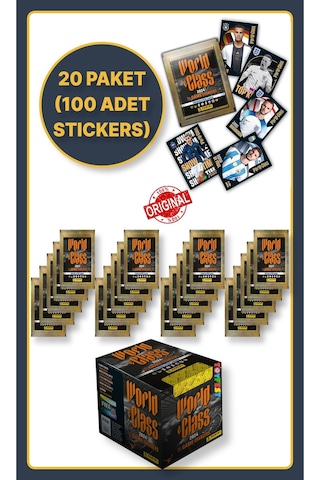 Panini Fifa World Class Koleksiyon Futbolcu 2024 Sticker Çıkartmaları + 20 Paket 100 Adet Sticker