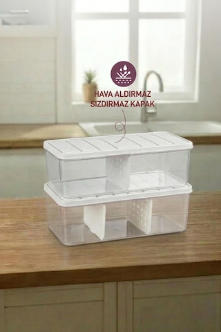 Selka Home 2 Adet 2 Lt. Nora Bölmeli Organizer Buzdolabı Buzluk Düzenleyici Saklama Kabı