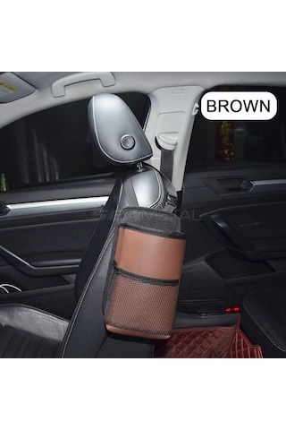 Kahverengi Seametal Araba Koltuğu Yan Saklama Çantası İç Oto Koltukları Yan Organizatör Su Bardağı Tutucu Aksesuarları