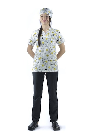 Zarf Yaka Desenli Üst - 4106 Emoji-6405