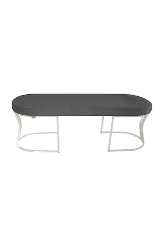Viego Silver Smooth- Gri Kapitoneli Model Puf & Bench & Koltuk- Oturak-uzun Makyaj Puff-yatak Odası Ucu &önü