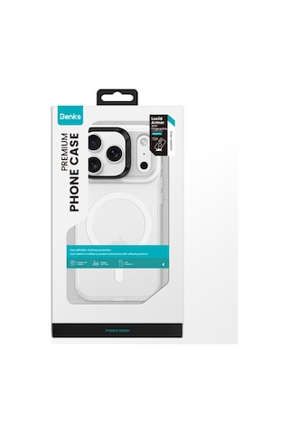 Apple Uyumlu iPhone 17 Pro Max Kılıf M-safe Şarj Özellikli Benks C-magnet Lucid Armor Kapak Beyaz Beyaz