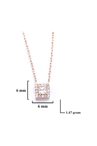 Ferizz Rose Zirkon Baget Taşlı Gümüş Kolye Gk-332
