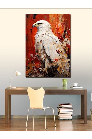 Kanvas Tablo Kırmızı Pastel Renk Ve Beyaz Kartal 50cmx70cm