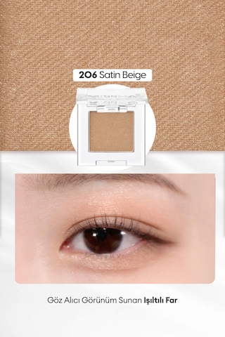 Uzun Süre Kalıcı Kolay Uygulanan Işıltılı Tekli Far Modern Shadow Shimmer 206 Satin Beige 206