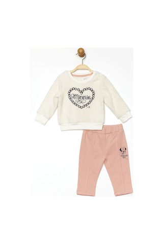 Minnie Lisanslı Bebek Peluş Takım 18371 Ekru - Pudra