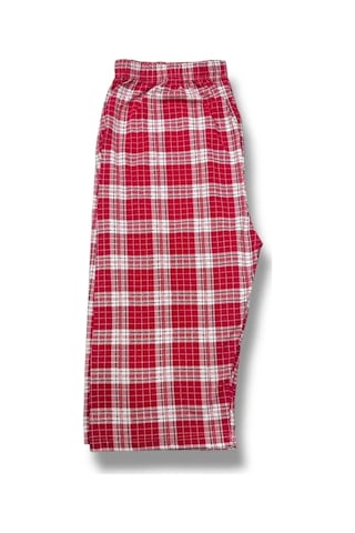 Desenli Penye Diz Altı Büyük Beden Anne Kadın Kapri Kırmızı Ekose