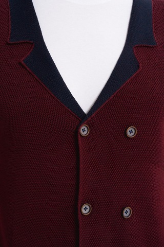 Arma Erkek Slim Fit Örme Likralı Pike Yelek Kısa Kollu, %90 Akrilik %10 Wool K0yyo0857 Bordo