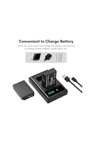 Geeksen Led Göstergeli Lp-e17 Pil Şarj Cihazı + 2 Adet Lp-e17 Pil 7.4v 1500mah Usb Şarj Kablosu Eos 200d/ 750d/ 760d/ 800d/ 8000d/ M3/ M6/ T6i Kameralar İçin-siyah