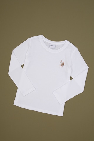 U.S. Polo Assn. Kız Çocuk Beyaz Bisiklet Yaka Basic Sweatshirt 50317915-VR013