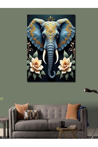 Kanvas Tablo Çiçekli Fil 70cmx100cm