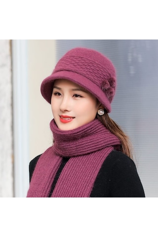 Arion Hs-01x Şık Şapka/bere Ve Atkı Takımı Bordo