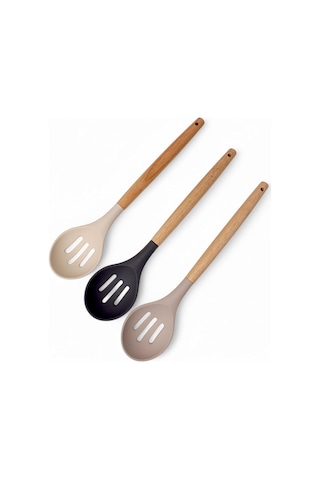 Deconox Bambu Saplı Silikon Delikli Servis Kaşığı, Bambu Uzun Silikon Delikli Servi Kaşığı 27cm 3 Re Sku: Smg8690010540751