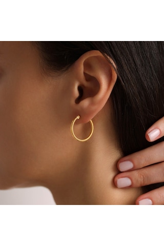 Sembol Gold Ajda Küpe 14 Ayar 2.3 Cm