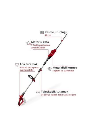 Akülü Teleskopik Çit Budama Makinesi Ge-hh 18/45 Li T-solo