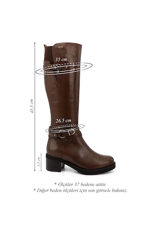 Gönderir Kadın Kahve Antik Fermuarlı Kalın Topuklu Hakiki Deri Çizme Gkzc13444562 Kahverengi