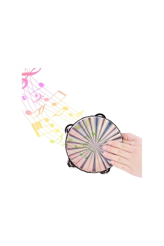 Ximistore9 6 İnç El Tamburini: Plastik Parlak Deri, Siyah Ahşap Çerçeve Ve Tek Satır Metal Zillerle Eğlenceli Müzik