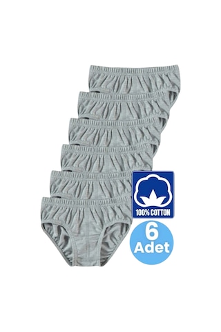 Uniquetrenders Erkek Çocuk % 100 Pamuklu 6'lı Gri Slip Külot Gri