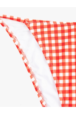 Koton Koton X Sibil Çetinkaya - Yanları İpli Pötikareli Üçgen Bikini Altı Kırmızı Ekose 6sak00229mm